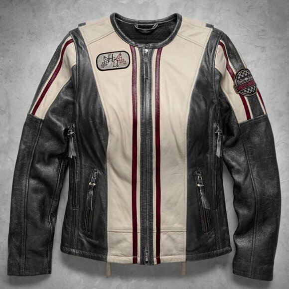 Authentic Harley Davidson Women's Alyssa Distressed Leather Jacket Medium EUC‌‍‍ - Picture 2 of 8